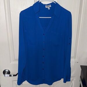 Express Women's Vibrant Blue Button-Down Shirt